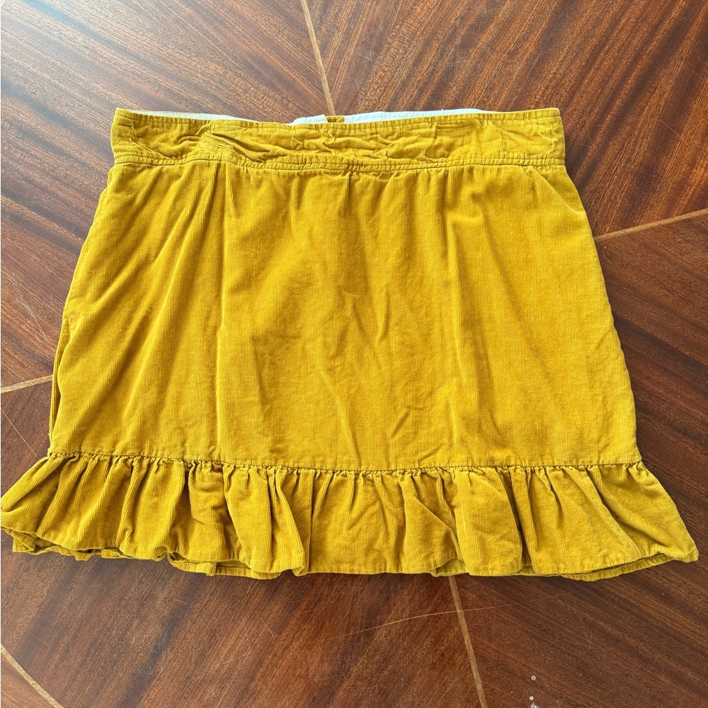 Chic Mustard Ruffle Mini Skirt